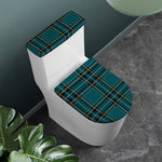 Teal Stewart Tartan Pattern Print Toilet Lid And Tank Cover Set