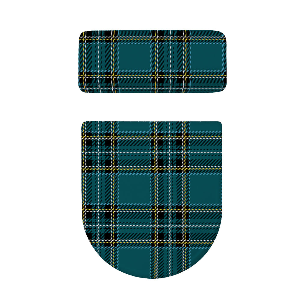 Teal Stewart Tartan Pattern Print Toilet Lid And Tank Cover Set