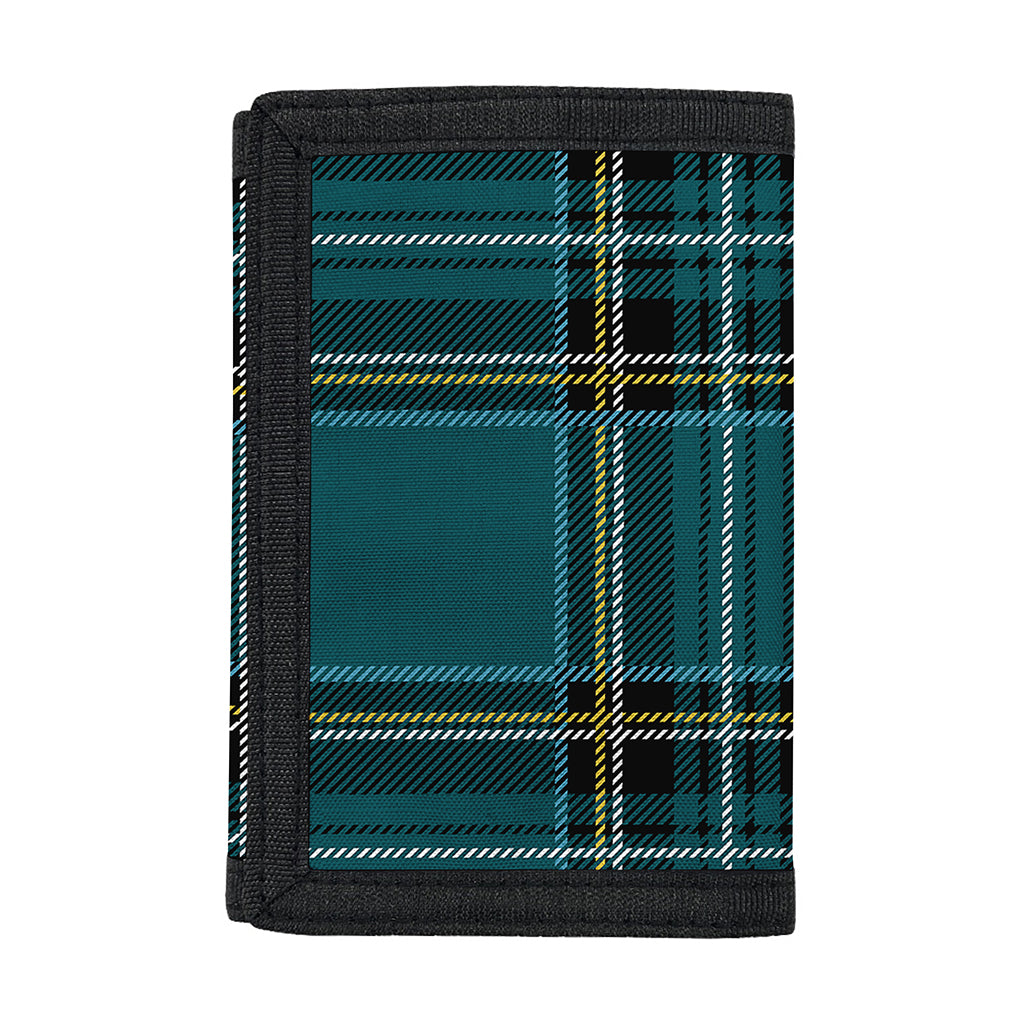 Teal Stewart Tartan Pattern Print Trifold Wallet