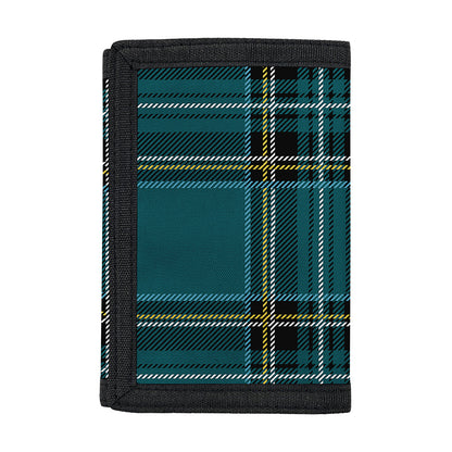 Teal Stewart Tartan Pattern Print Trifold Wallet