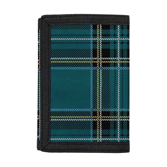 Teal Stewart Tartan Pattern Print Trifold Wallet