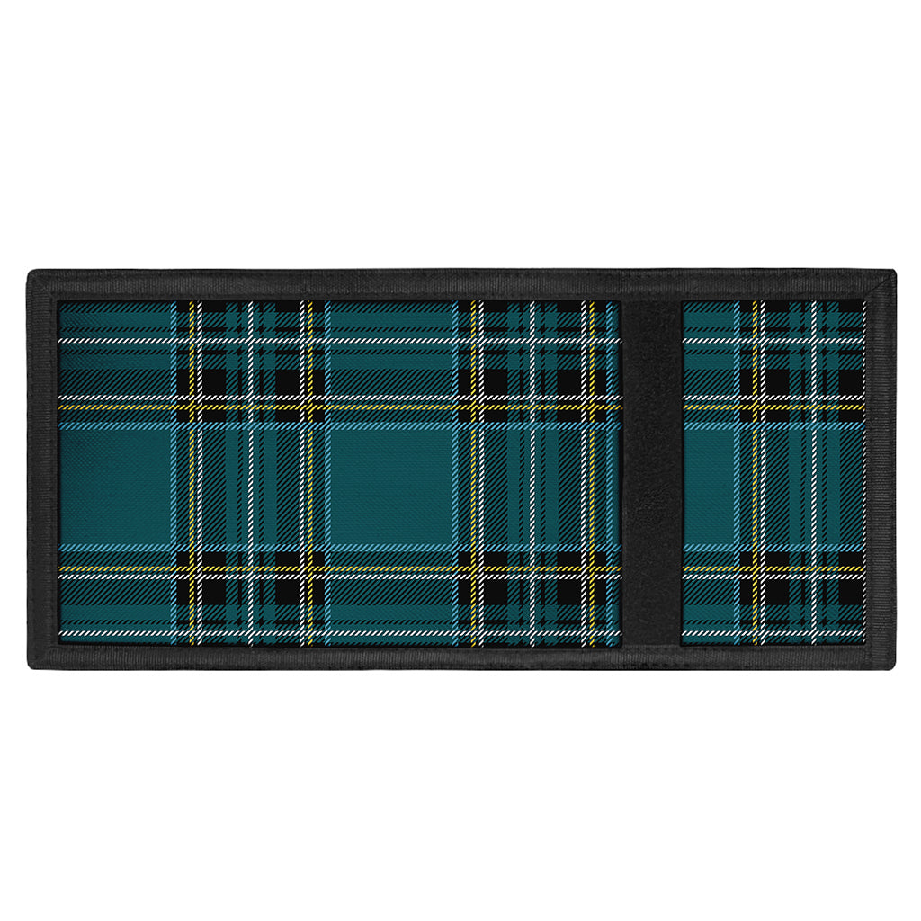 Teal Stewart Tartan Pattern Print Trifold Wallet