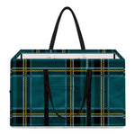 Teal Stewart Tartan Pattern Print Utility Tote Bag