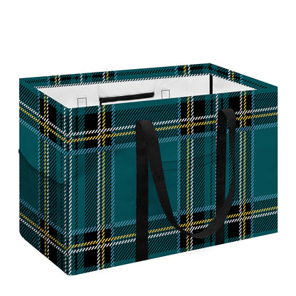 Teal Stewart Tartan Pattern Print Utility Tote Bag