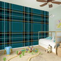 Teal Stewart Tartan Pattern Print Wall Sticker