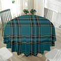 Teal Stewart Tartan Pattern Print Waterproof Round Tablecloth