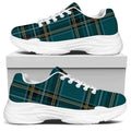 Teal Stewart Tartan Pattern Print White Chunky Shoes