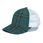 Teal Stewart Tartan Pattern Print White Mesh Trucker Cap