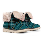 Teal Stewart Tartan Pattern Print Winter Boots