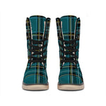 Teal Stewart Tartan Pattern Print Winter Boots