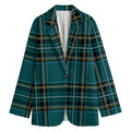 Teal Stewart Tartan Pattern Print Women's Blazer