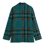 Teal Stewart Tartan Pattern Print Women's Blazer