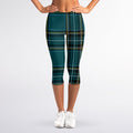 Teal Stewart Tartan Pattern Print Women's Capri Leggings