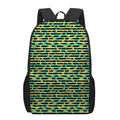 Teal Striped Banana Pattern Print 17 Inch Backpack
