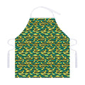 Teal Striped Banana Pattern Print Adjustable Apron