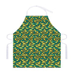 Teal Striped Banana Pattern Print Adjustable Apron
