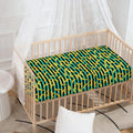 Teal Striped Banana Pattern Print Baby Crib Sheet