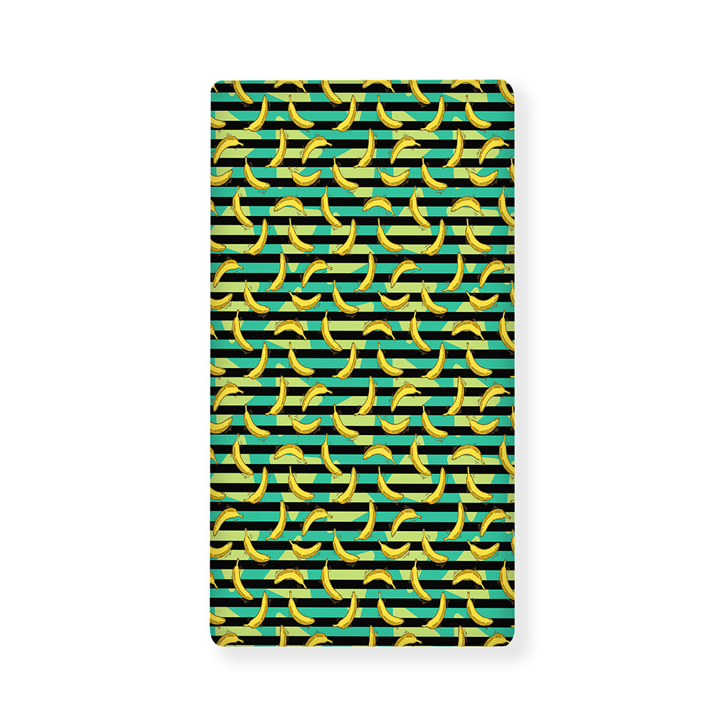 Teal Striped Banana Pattern Print Baby Crib Sheet