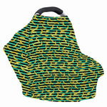 Teal Striped Banana Pattern Print Baby Seat Cover
