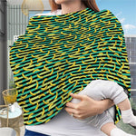 Teal Striped Banana Pattern Print Baby Seat Cover