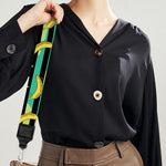 Teal Striped Banana Pattern Print Bag Strap