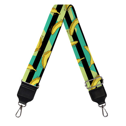 Teal Striped Banana Pattern Print Bag Strap