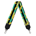 Teal Striped Banana Pattern Print Bag Strap