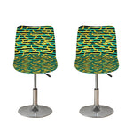 Teal Striped Banana Pattern Print Bar Stool Covers