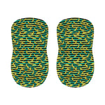 Teal Striped Banana Pattern Print Bar Stool Covers