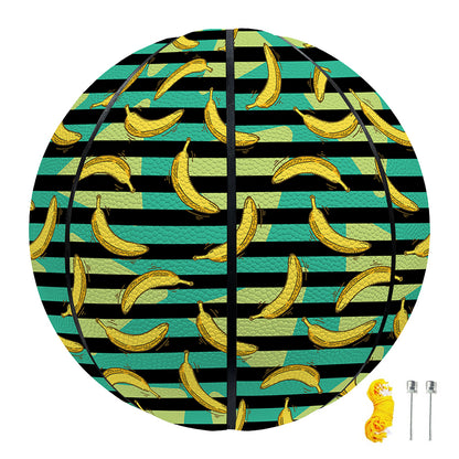 Teal Striped Banana Pattern Print Basketball