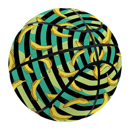 Teal Striped Banana Pattern Print Basketball