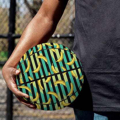 Teal Striped Banana Pattern Print Basketball