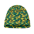 Teal Striped Banana Pattern Print Beanie