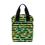 Teal Striped Banana Pattern Print Bible Tote Bag