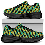 Teal Striped Banana Pattern Print Black Chunky Shoes