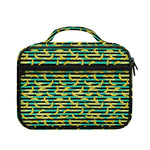 Teal Striped Banana Pattern Print Briefcase Bible Bag