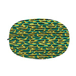 Teal Striped Banana Pattern Print Car Side Mirror Covers