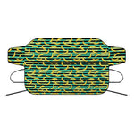 Teal Striped Banana Pattern Print Car Windshield Snow Cover