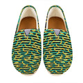 Teal Striped Banana Pattern Print Casual Shoes