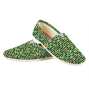 Teal Striped Banana Pattern Print Casual Shoes
