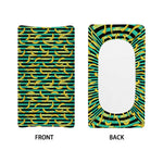 Teal Striped Banana Pattern Print Changing Pad Cover
