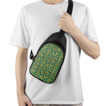 Teal Striped Banana Pattern Print Chest Bag
