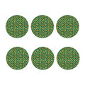 Teal Striped Banana Pattern Print Coaster Set