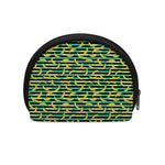 Teal Striped Banana Pattern Print Coin Purse