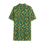 Teal Striped Banana Pattern Print Cotton Hawaiian Shirt