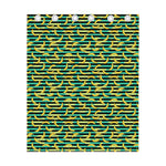 Teal Striped Banana Pattern Print Curtain