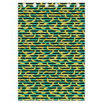 Teal Striped Banana Pattern Print Curtain