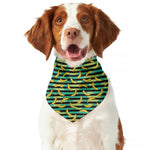 Teal Striped Banana Pattern Print Dog Bandana