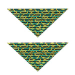 Teal Striped Banana Pattern Print Dog Bandana