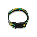Teal Striped Banana Pattern Print Dog Collar